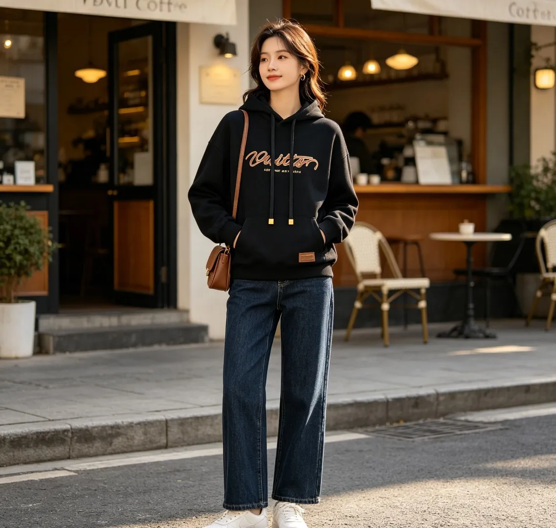 Louis Vuitton Signature Letter Pattern Printed Hooded Sweatshirt